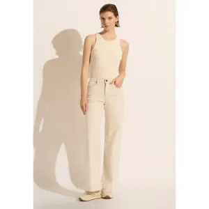 Mia Mid Wide Leg Jean - Ecru