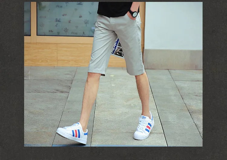 Non Wrinkle Men Summer Casual Pants Korean Straight Slim Look knee length Shorts