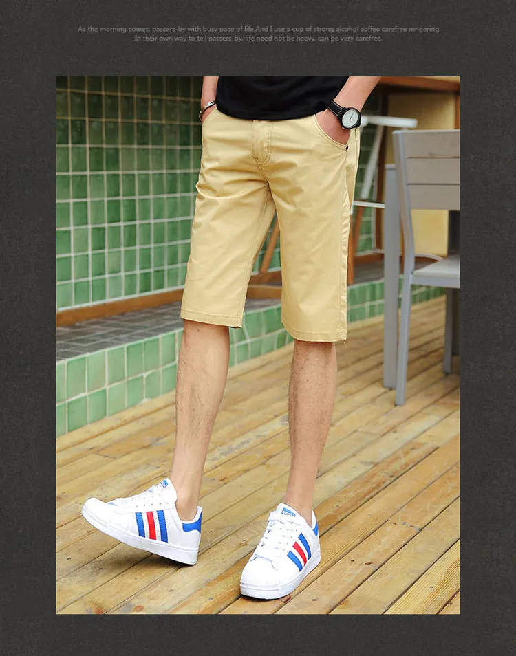 Non Wrinkle Men Summer Casual Pants Korean Straight Slim Look knee length Shorts