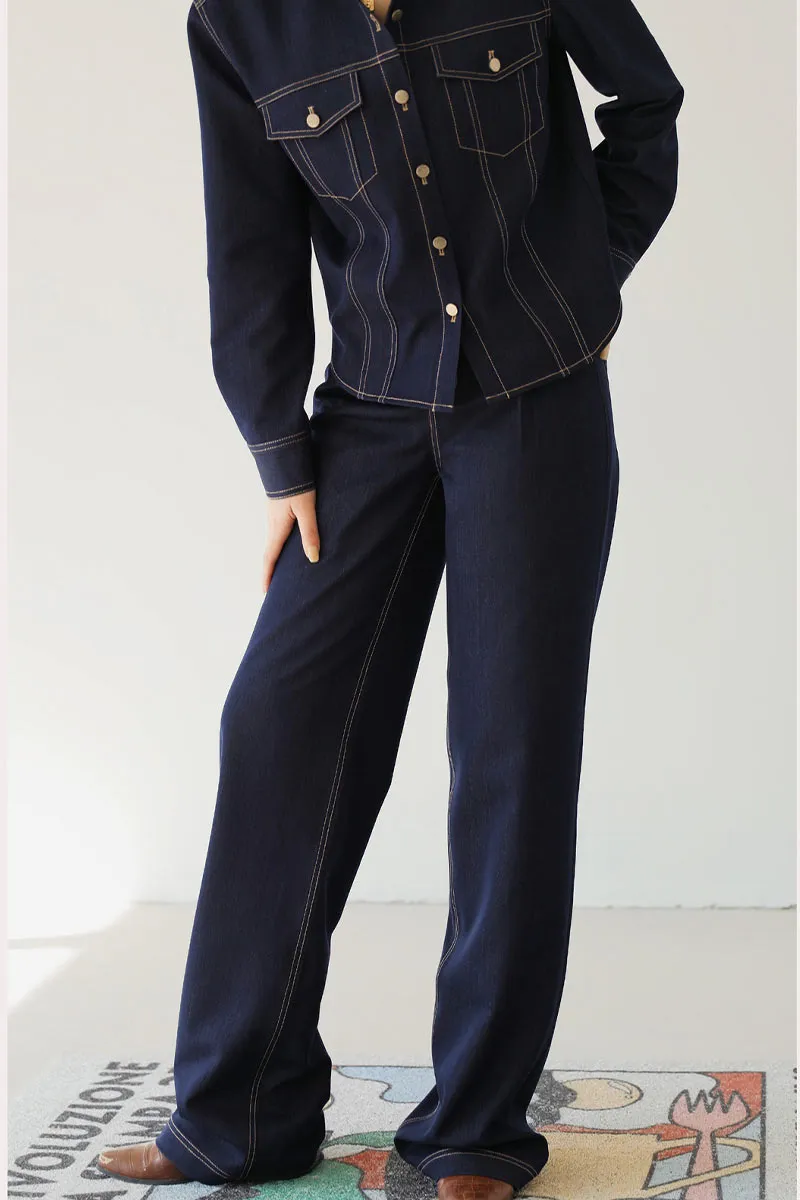PK0479 Wide Leg Denim Pants