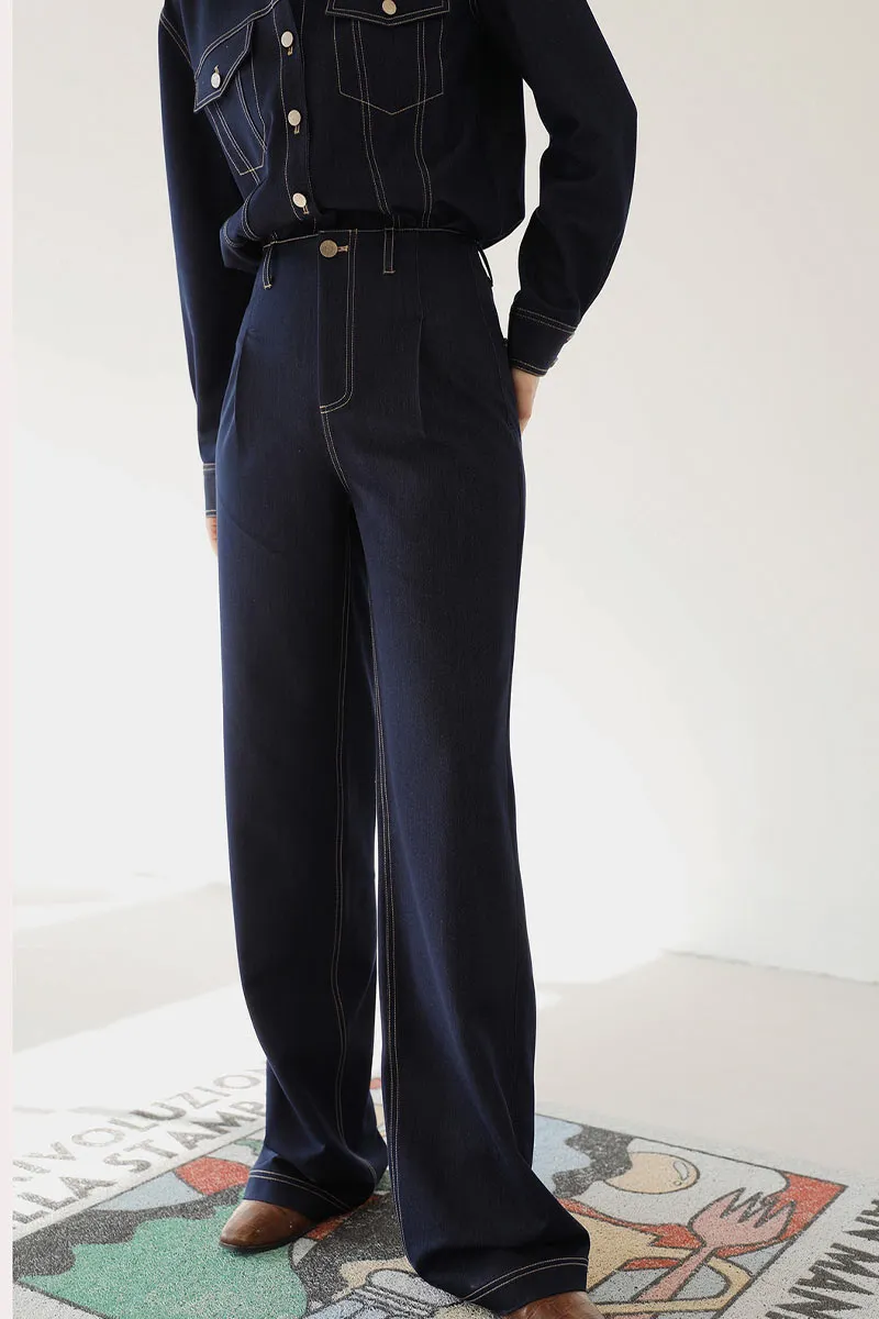 PK0479 Wide Leg Denim Pants