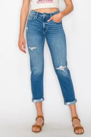 PLUS SIZE / HIGH RISE TAPERED LEG JEANS