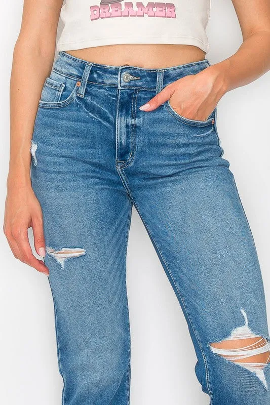 PLUS SIZE / HIGH RISE TAPERED LEG JEANS