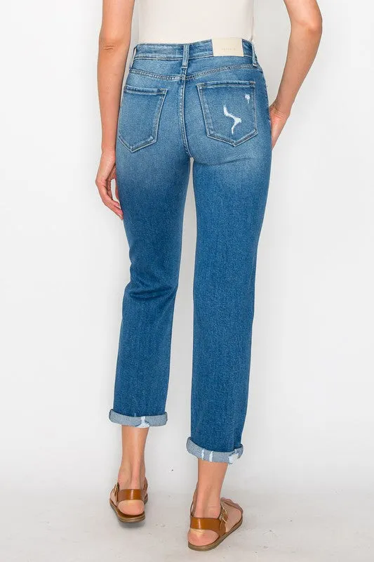 PLUS SIZE / HIGH RISE TAPERED LEG JEANS