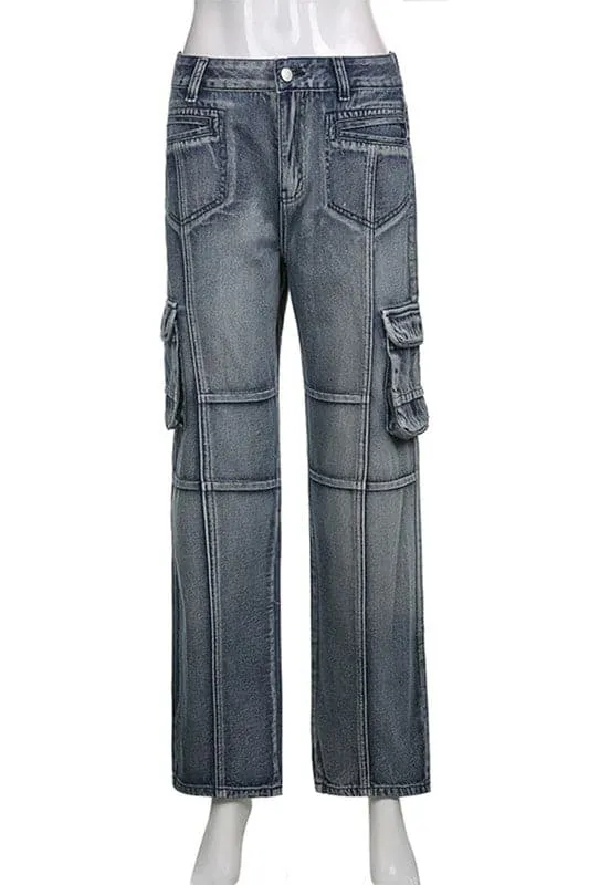 PX827 Wide Leg Straight Jeans
