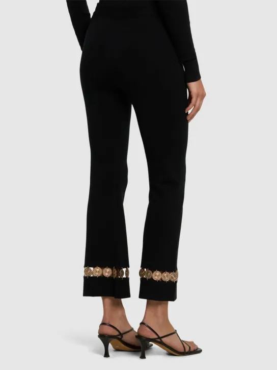 Rabanne   Embellished wool &amp; silk flared pants 