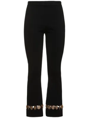 Rabanne   Embellished wool &amp; silk flared pants 