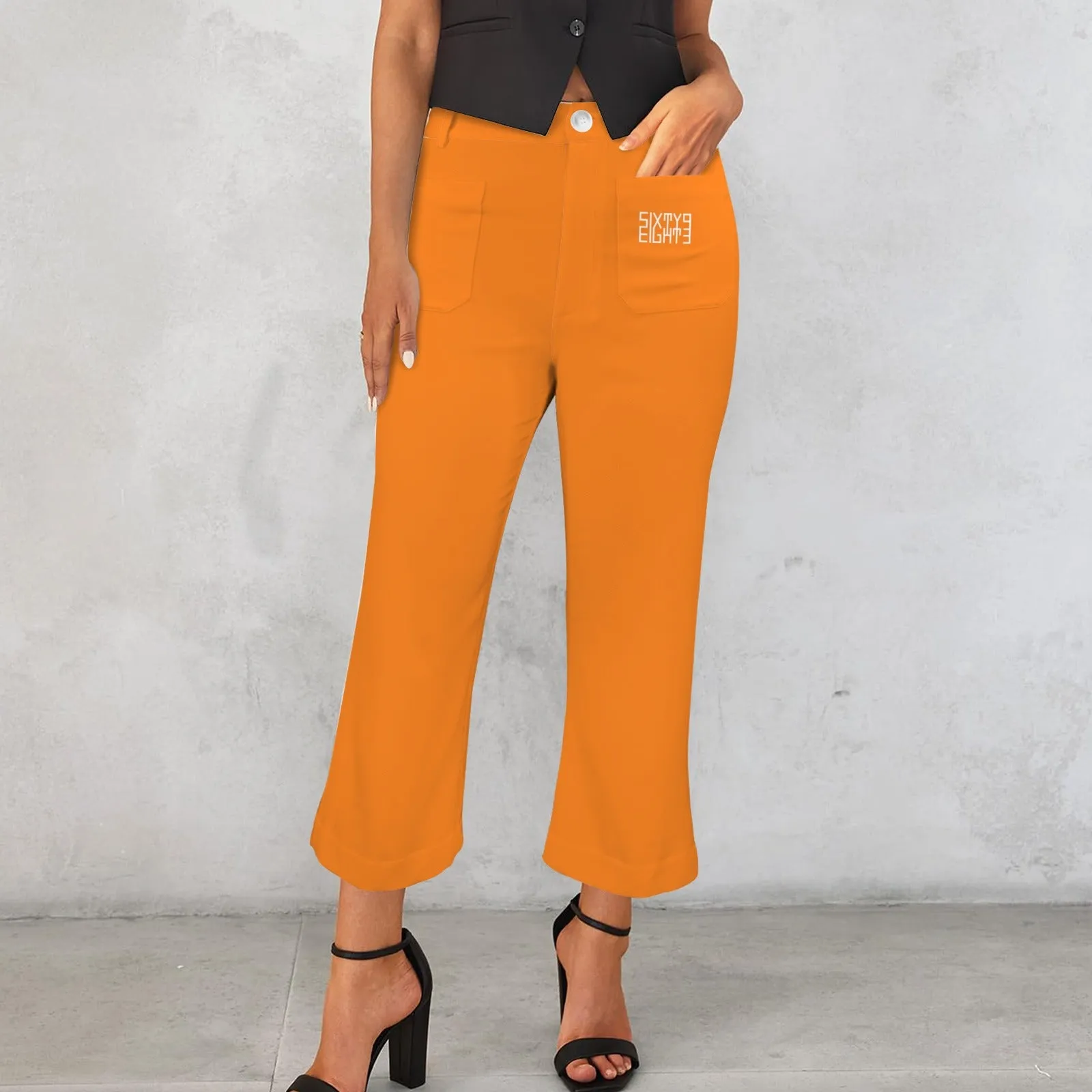 Sixty Eight 93 High Waist Pocket Flared Cropped Pants