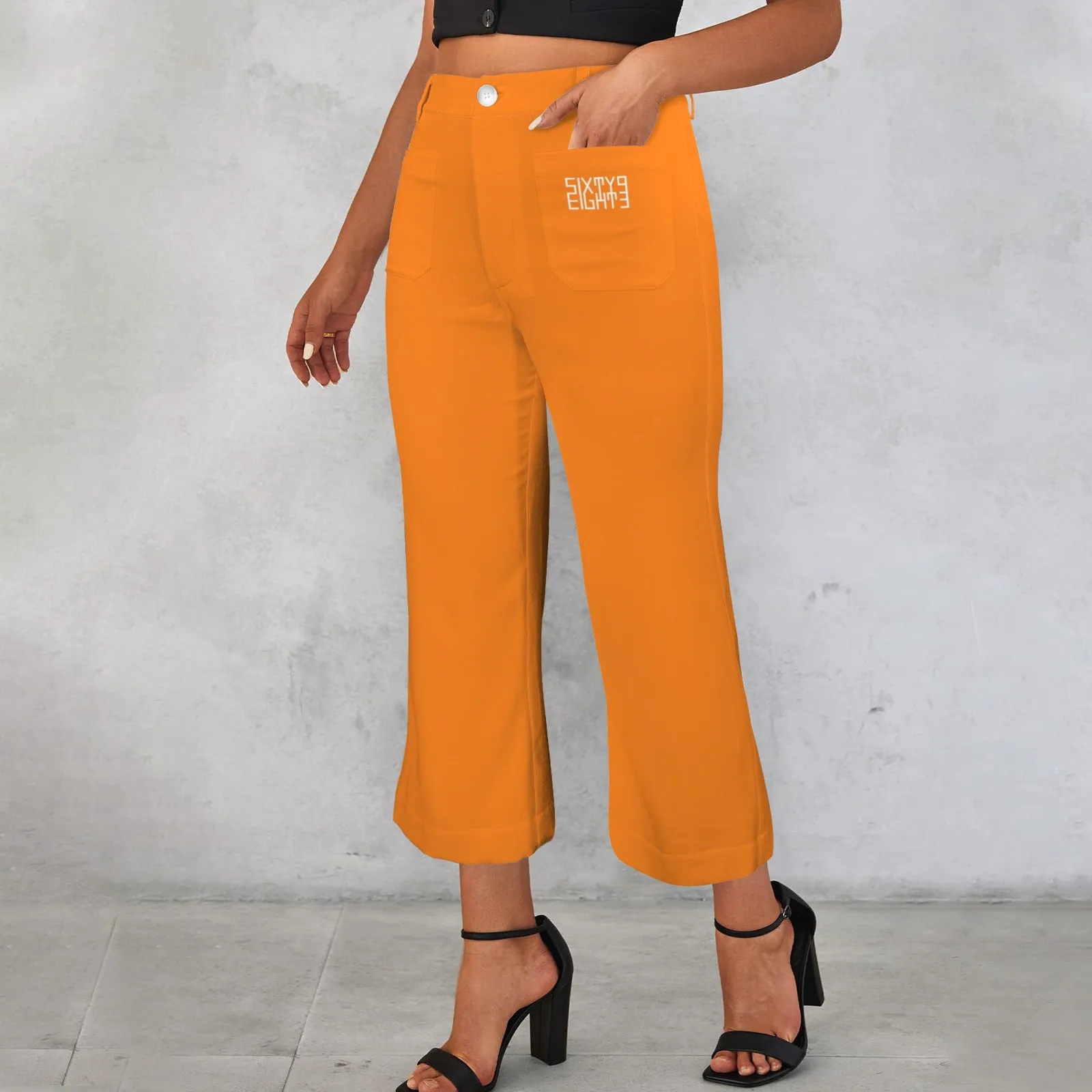 Sixty Eight 93 High Waist Pocket Flared Cropped Pants