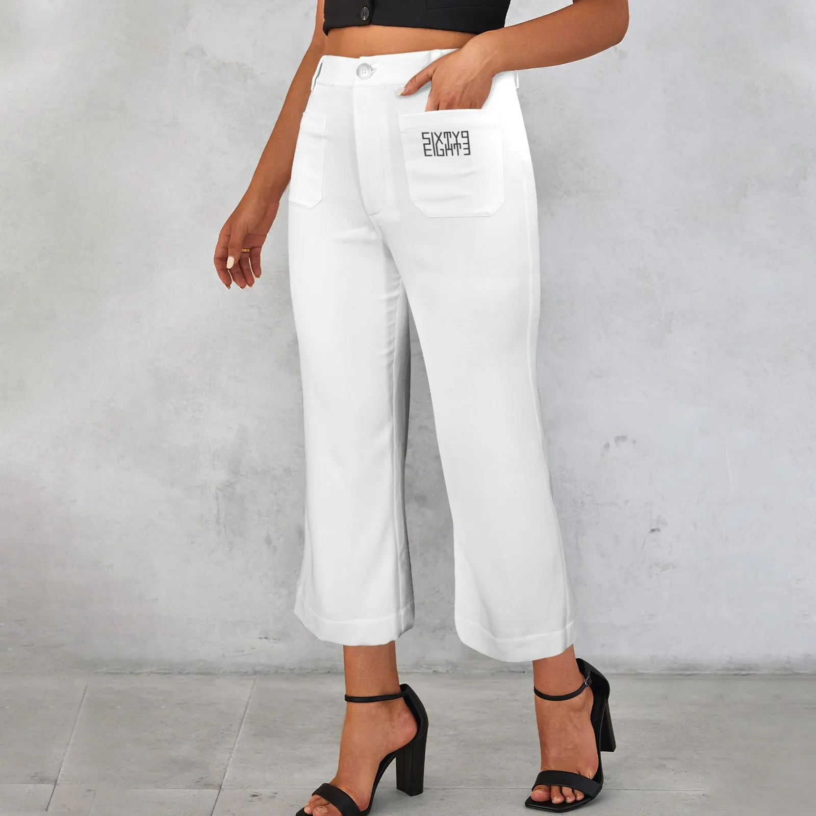 Sixty Eight 93 High Waist Pocket Flared Cropped Pants