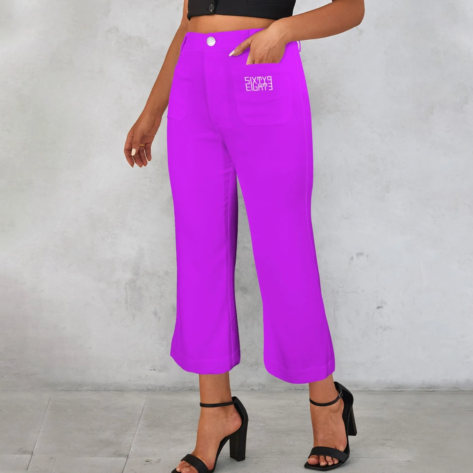 Sixty Eight 93 High Waist Pocket Flared Cropped Pants