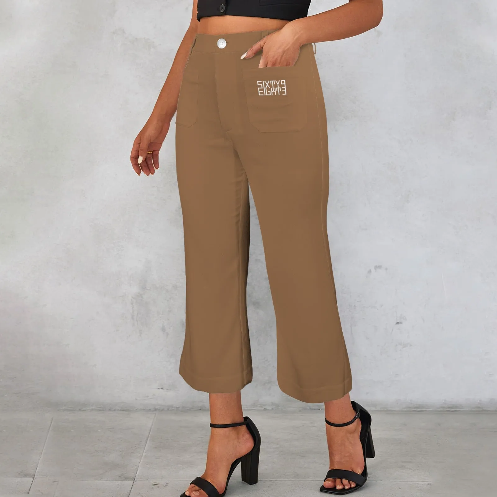 Sixty Eight 93 High Waist Pocket Flared Cropped Pants