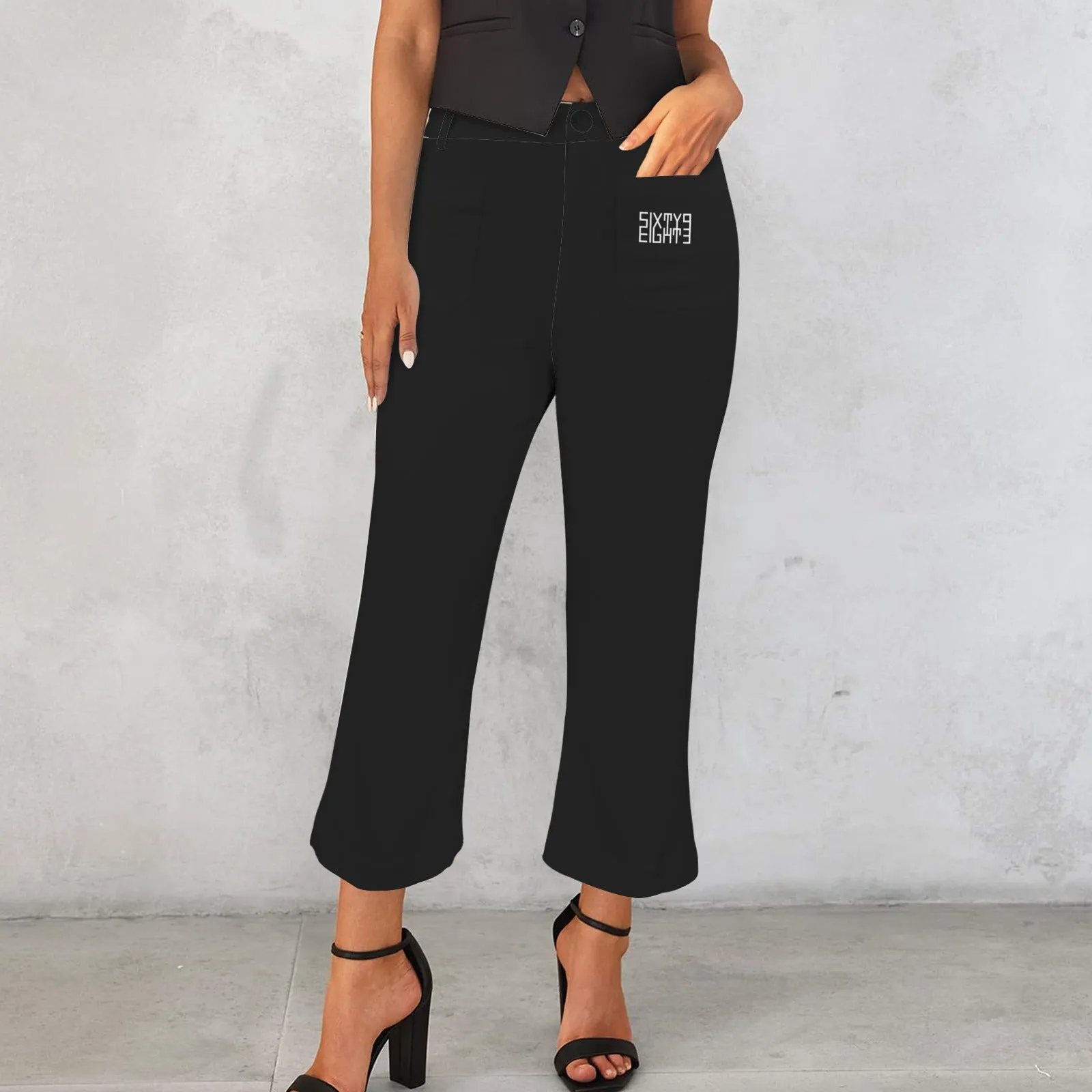Sixty Eight 93 High Waist Pocket Flared Cropped Pants
