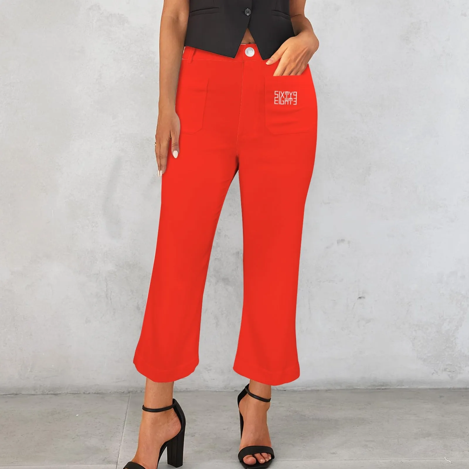 Sixty Eight 93 High Waist Pocket Flared Cropped Pants
