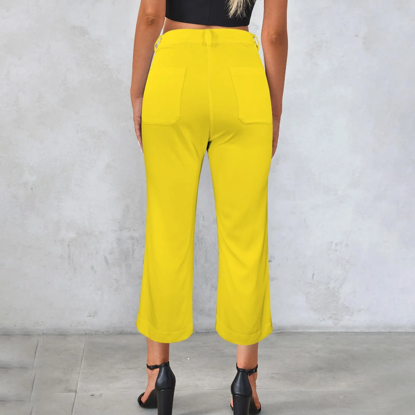 Sixty Eight 93 High Waist Pocket Flared Cropped Pants