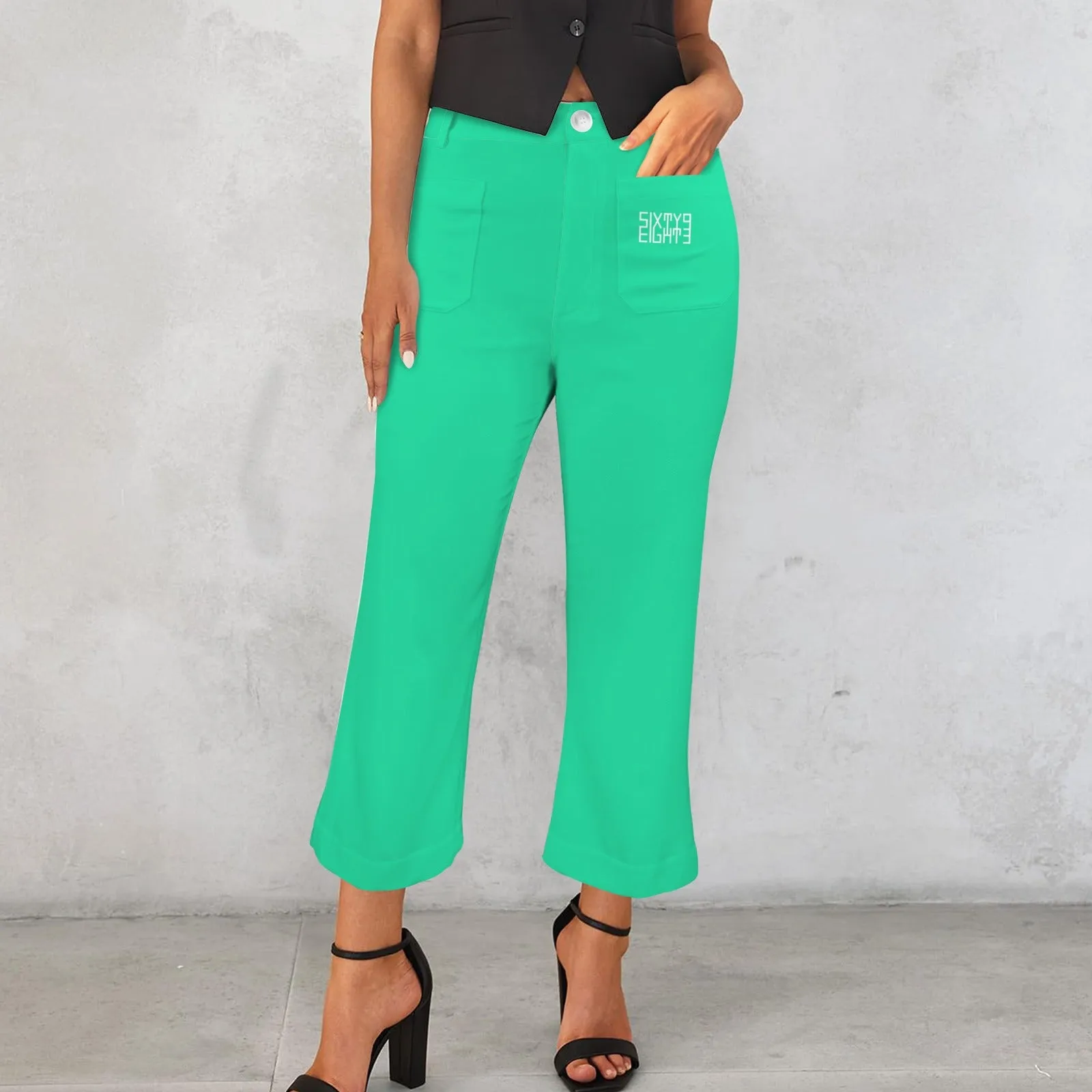 Sixty Eight 93 High Waist Pocket Flared Cropped Pants