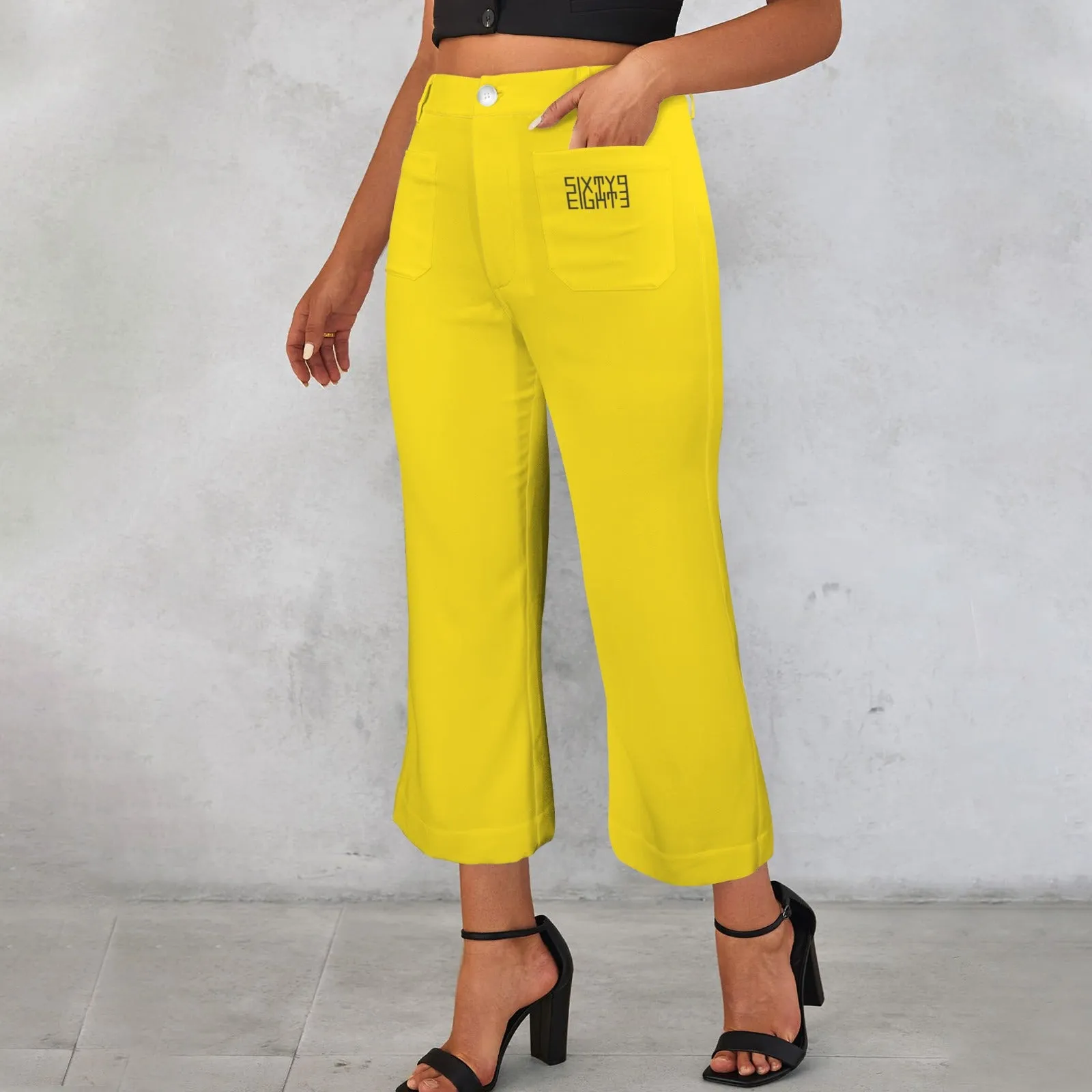 Sixty Eight 93 High Waist Pocket Flared Cropped Pants