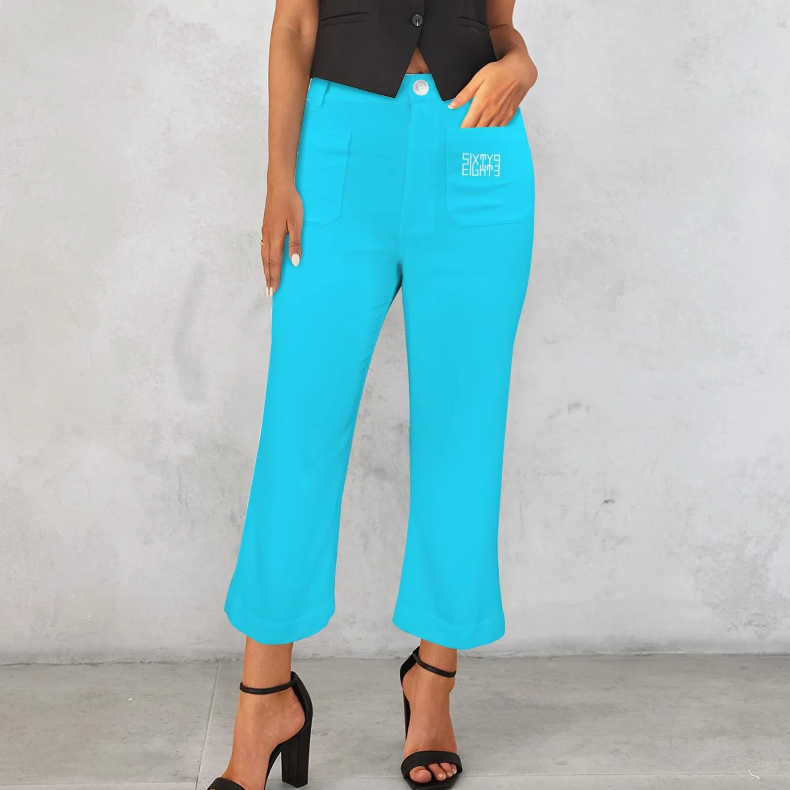 Sixty Eight 93 High Waist Pocket Flared Cropped Pants
