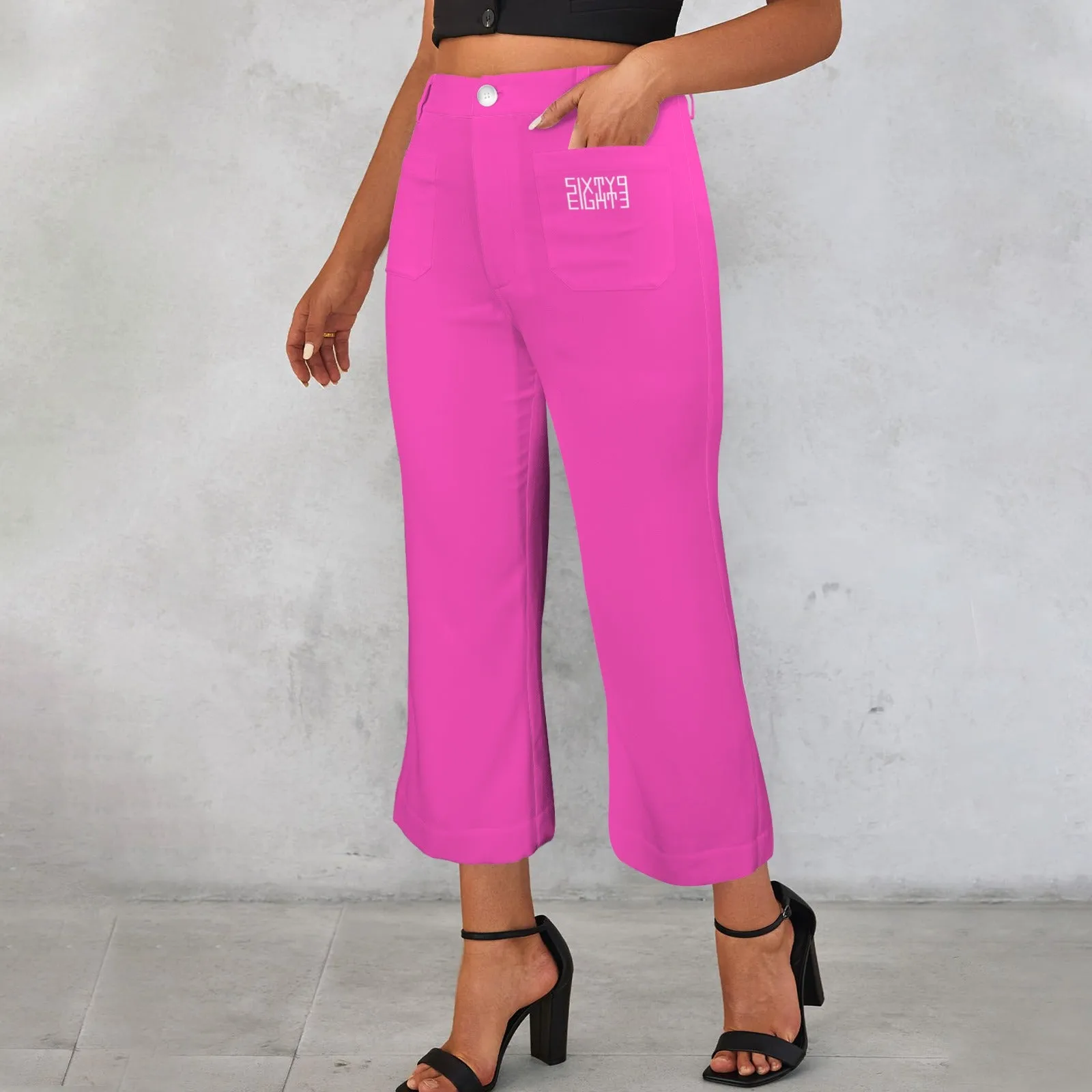 Sixty Eight 93 High Waist Pocket Flared Cropped Pants