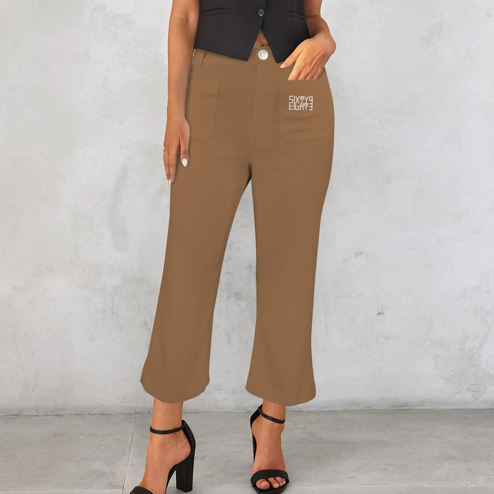 Sixty Eight 93 High Waist Pocket Flared Cropped Pants