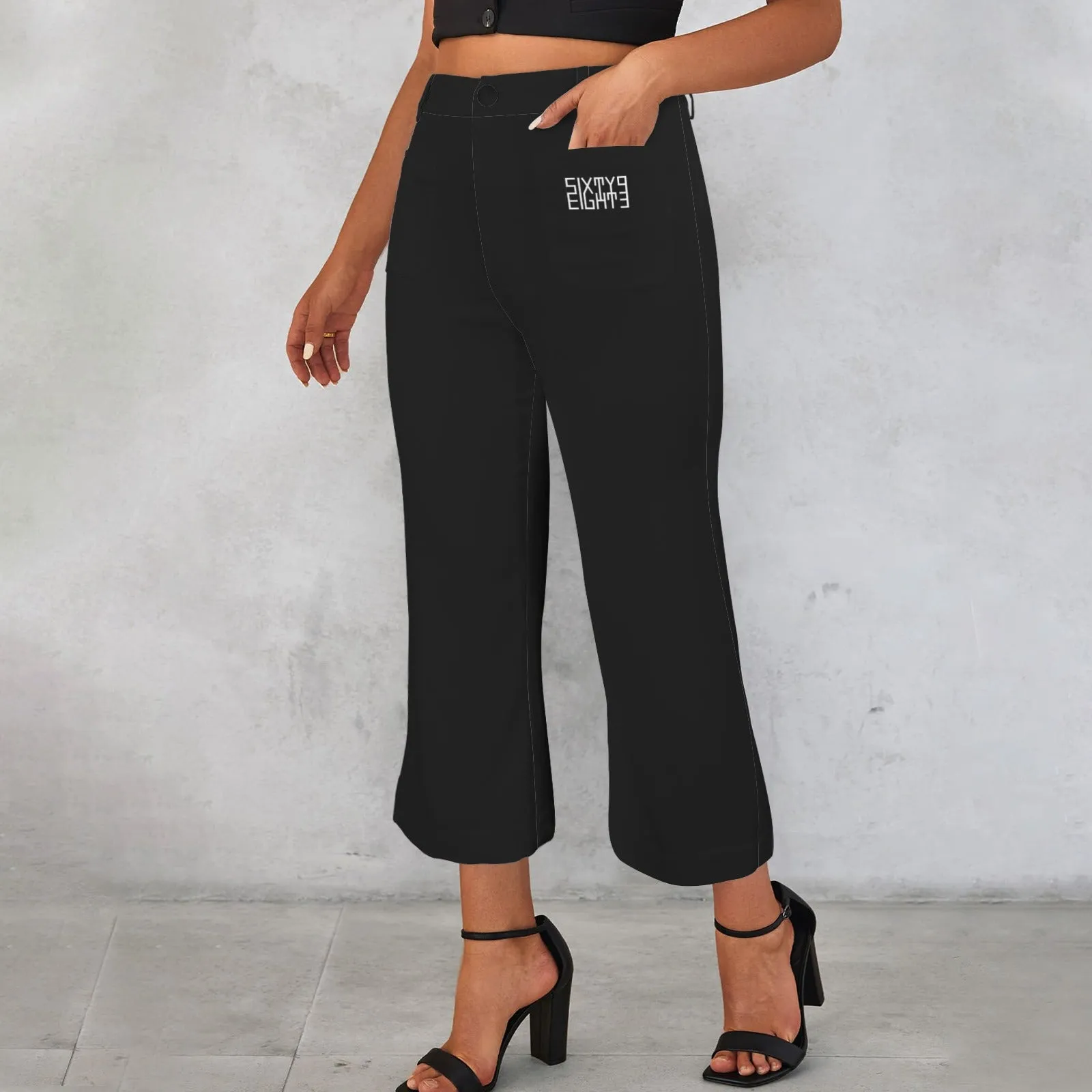 Sixty Eight 93 High Waist Pocket Flared Cropped Pants