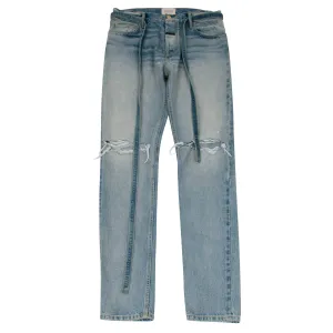Slim Fit Distressed Selvedge Denim Jeans (Indigo)