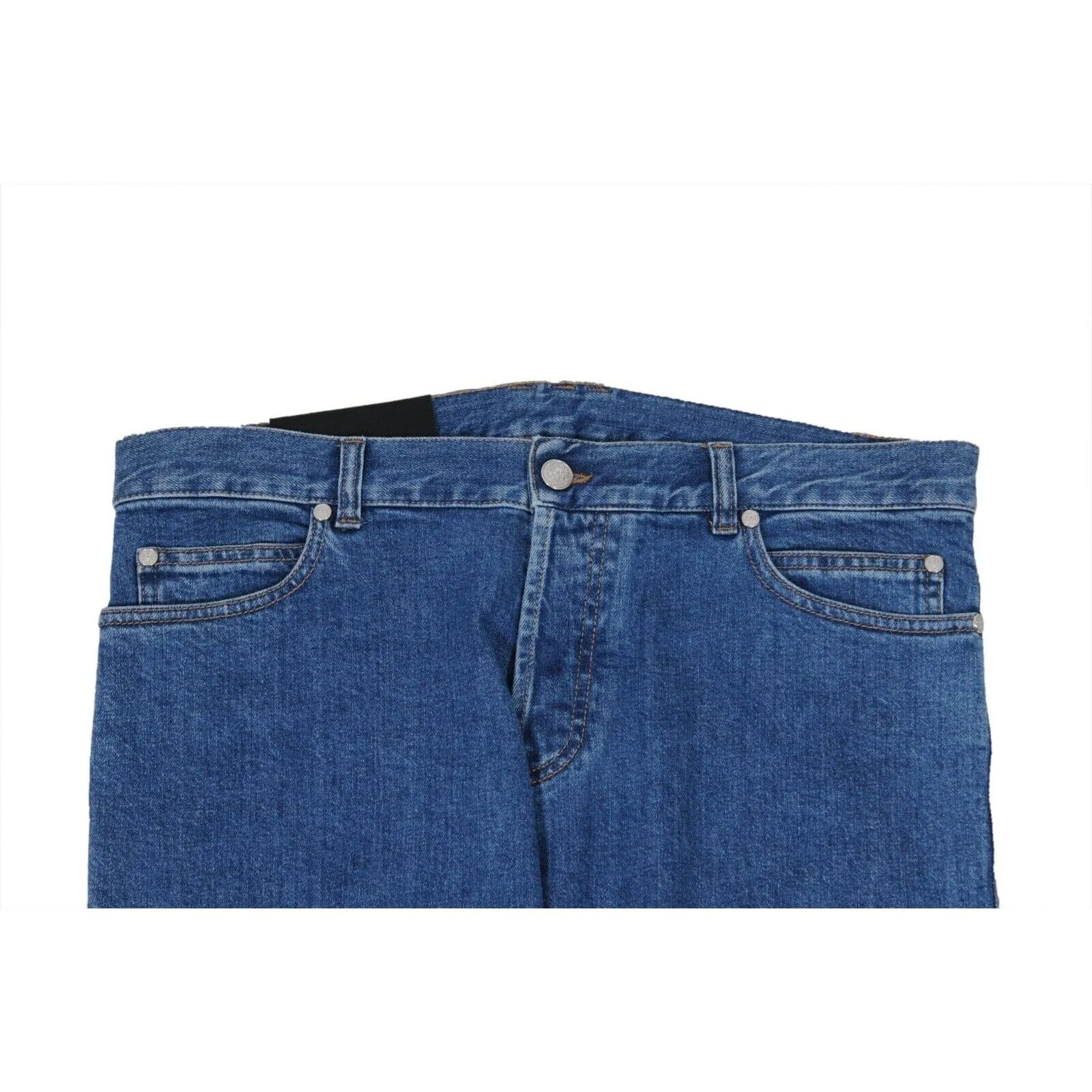 SlimJeans Blue Indigo Knee Slashed Distressed Logo Denim
