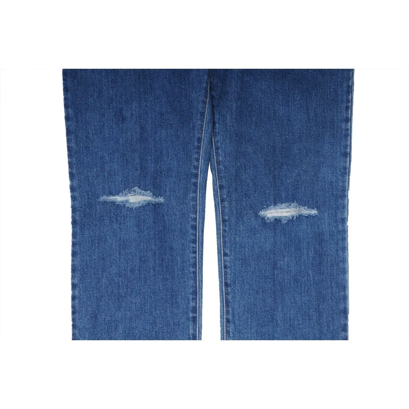 SlimJeans Blue Indigo Knee Slashed Distressed Logo Denim