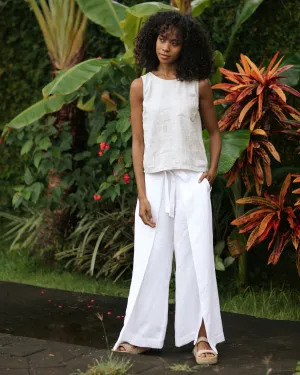 Slit wrap linen pants NASSAU in White