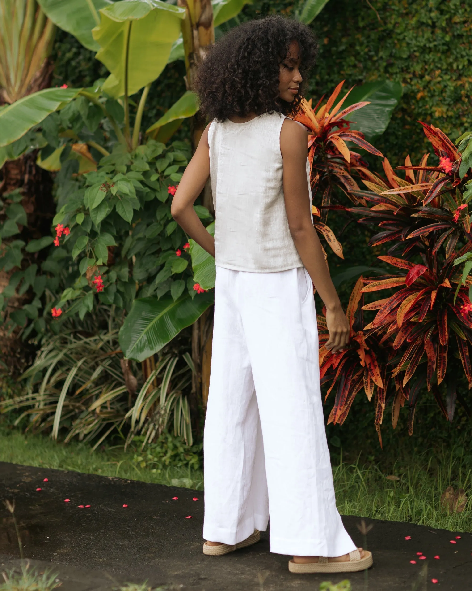 Slit wrap linen pants NASSAU in White