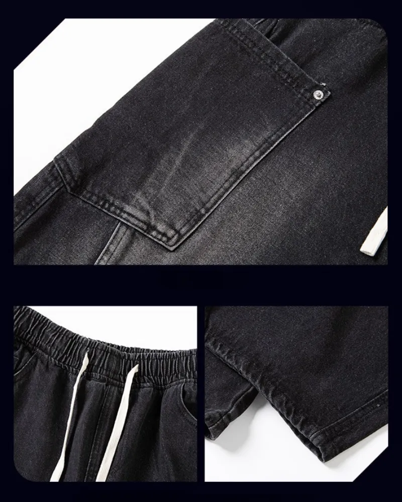 Streetwear Wash Paneled Straight Jeans