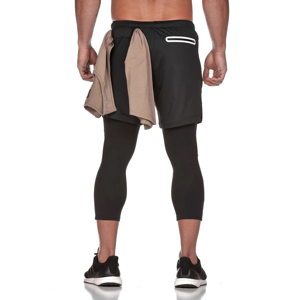 Summer Men Shorts Camo Prints Double Layer Pants Casual Sporty Three Quarter Bermuda Korean Bermuda Shorts