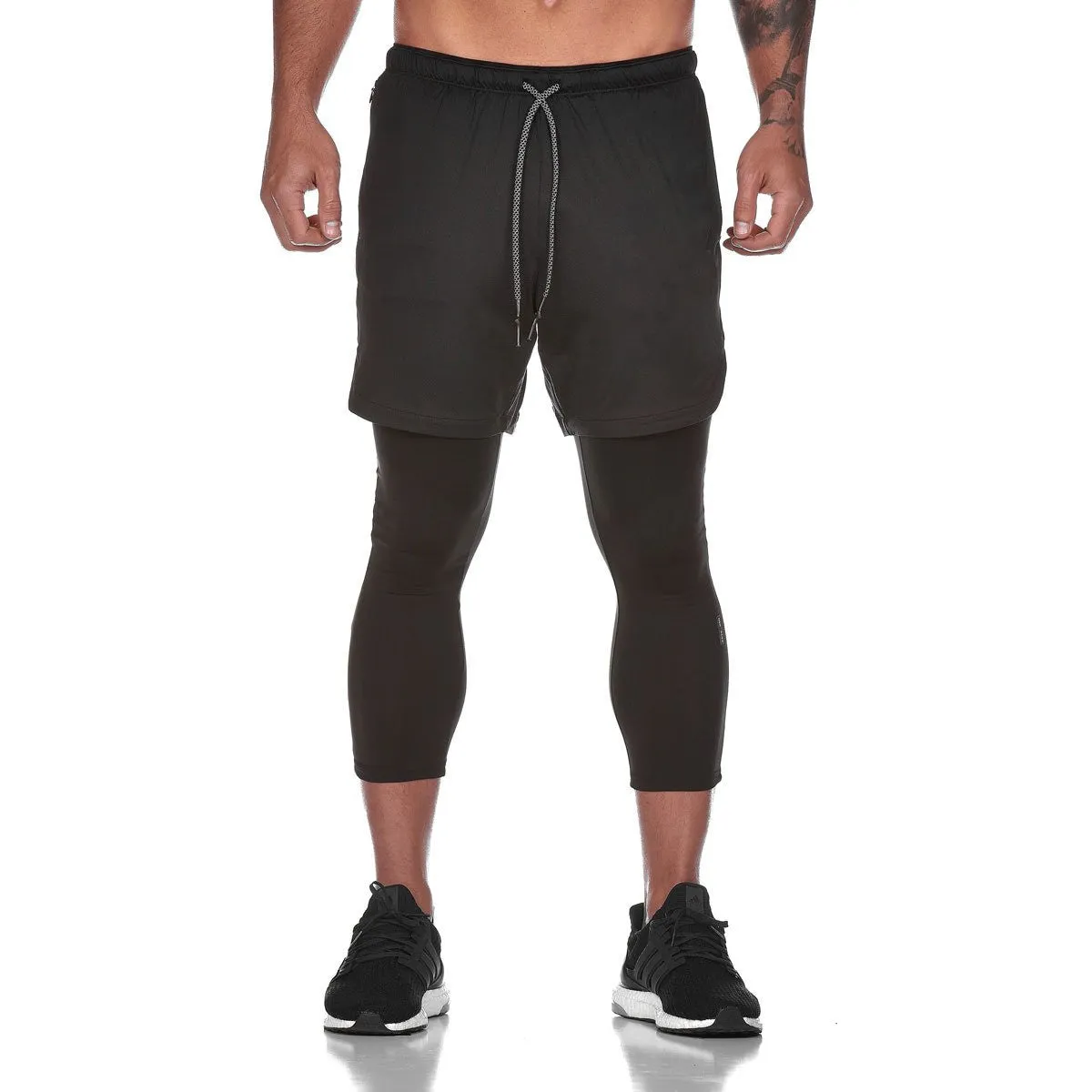 Summer Men Shorts Camo Prints Double Layer Pants Casual Sporty Three Quarter Bermuda Korean Bermuda Shorts