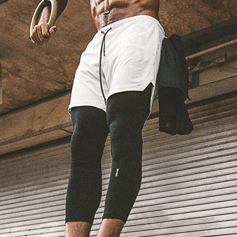 Summer Men Shorts Camo Prints Double Layer Pants Casual Sporty Three Quarter Bermuda Korean Bermuda Shorts