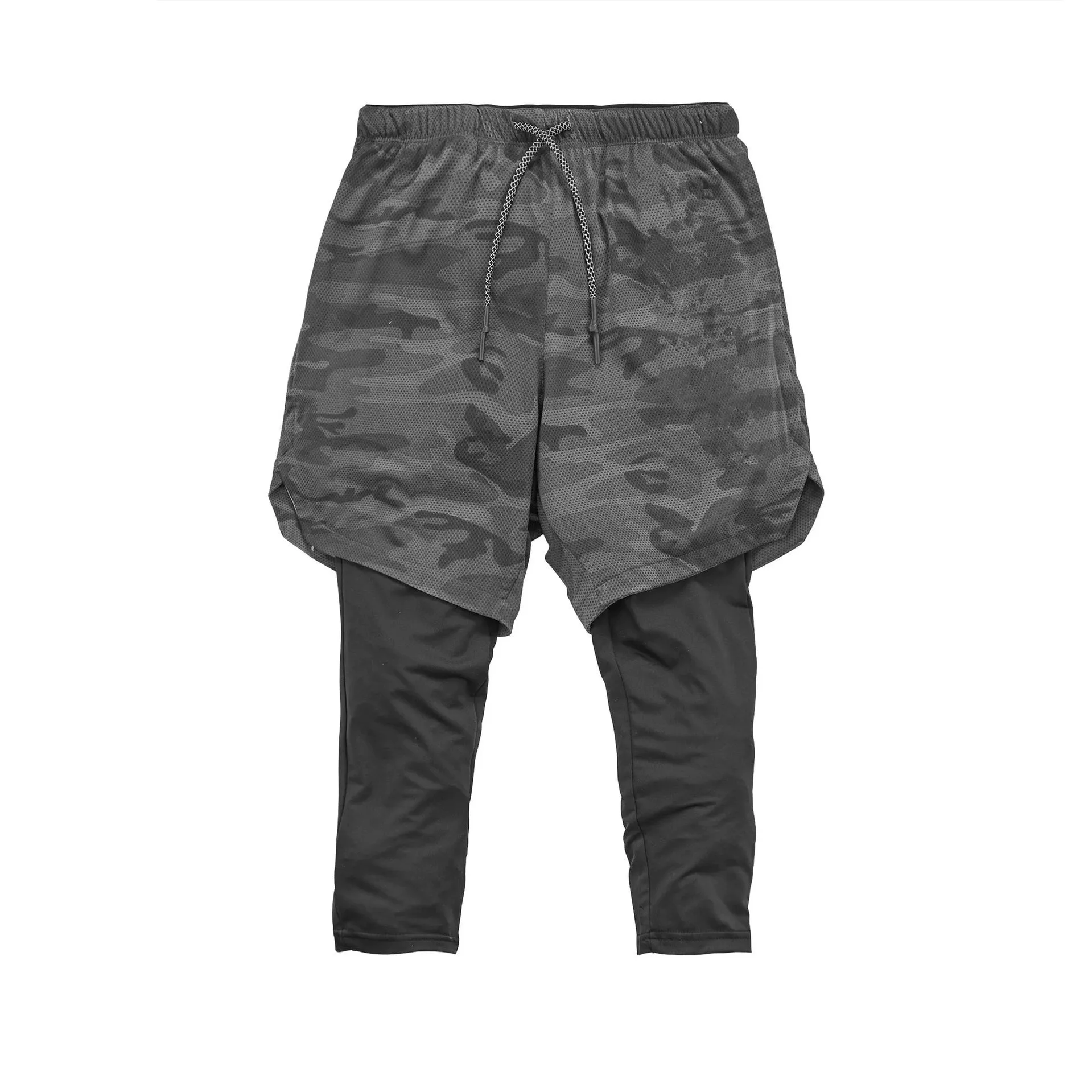 Summer Men Shorts Camo Prints Double Layer Pants Casual Sporty Three Quarter Bermuda Korean Bermuda Shorts