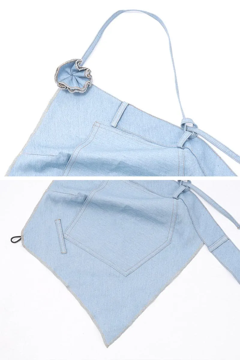 TA488 Halter Denim Top