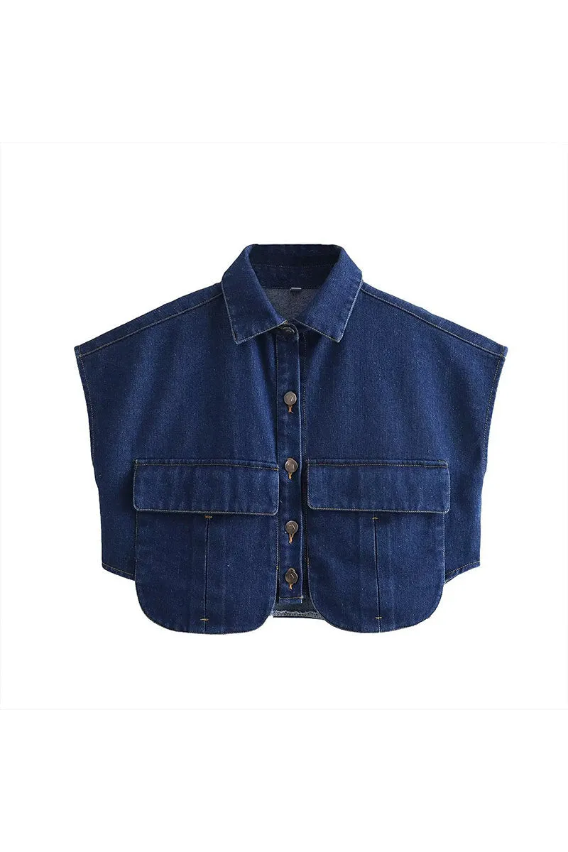 TG0211 Denim Crop Shirt