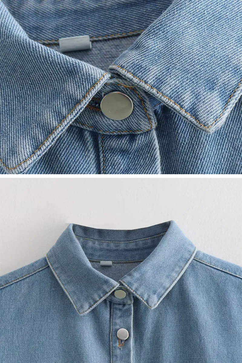 TG0211 Denim Crop Shirt