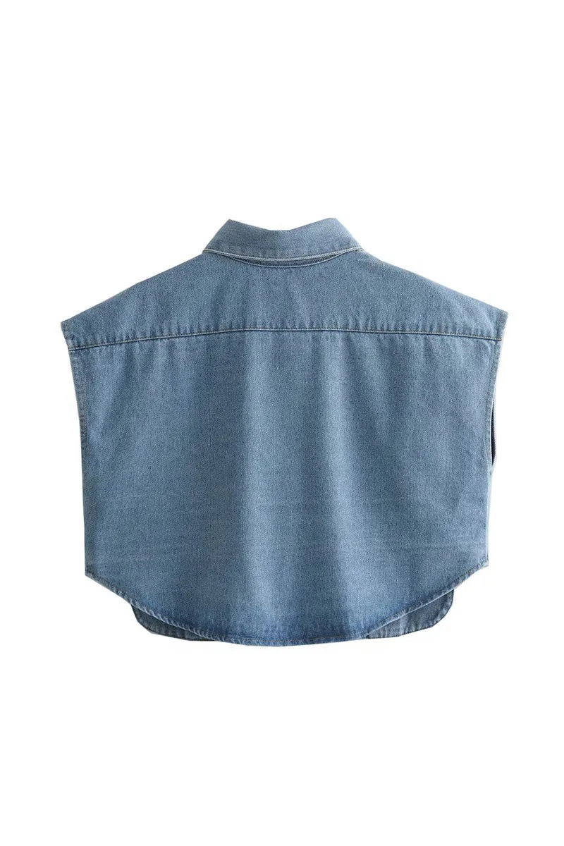 TG0211 Denim Crop Shirt