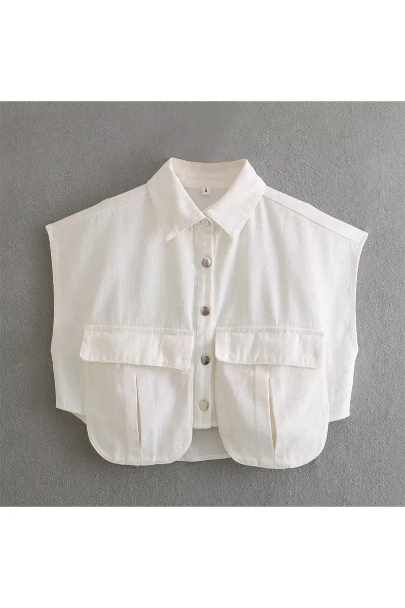 TG0211 Denim Crop Shirt