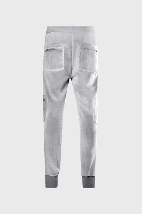 THC Metal Logo Velour Flared Sweatpants (Grey)