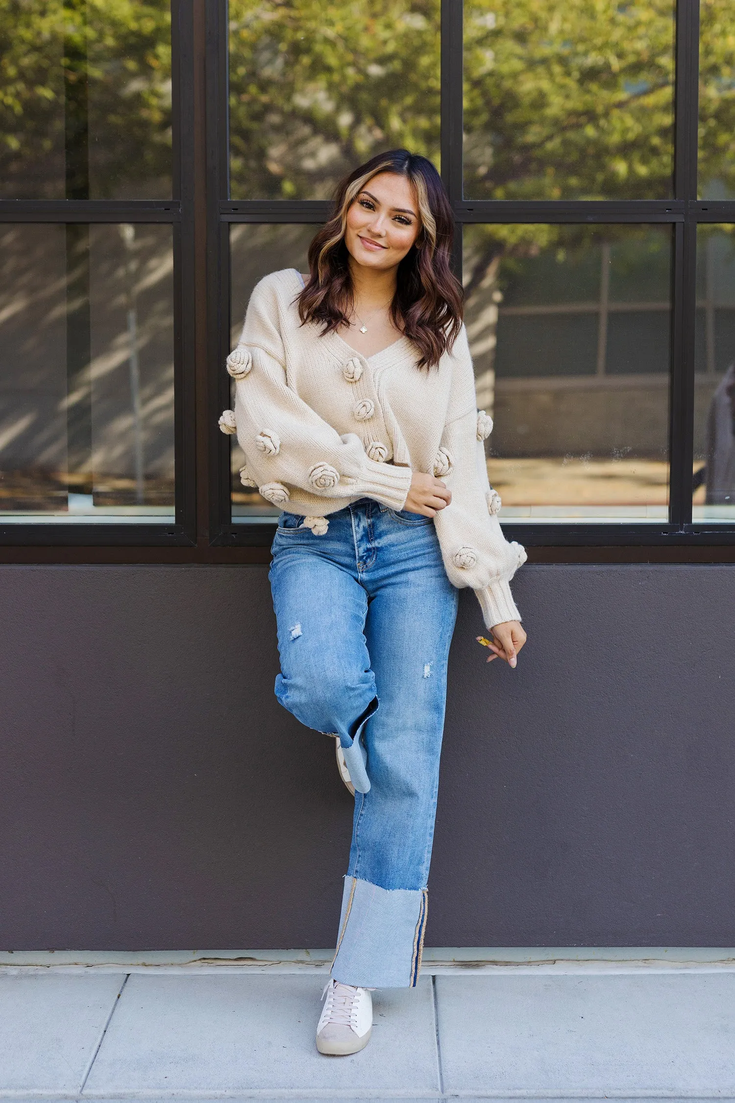 The Shoot Your Shot Wide Leg Cuffed Jeans