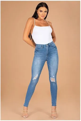 Them Curves High Waist Jeans - Medium Blue Wash