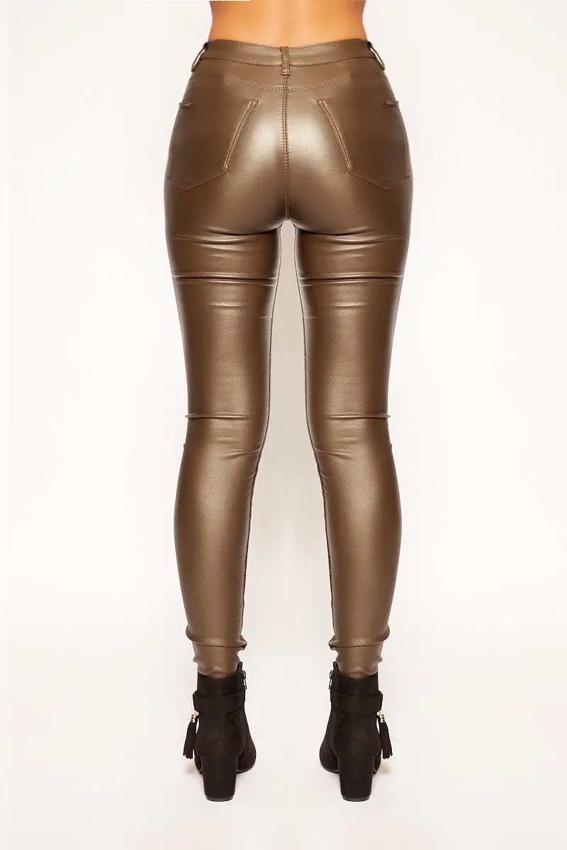 Tullum - Khaki Wax Super Stretch Skinny Jeans