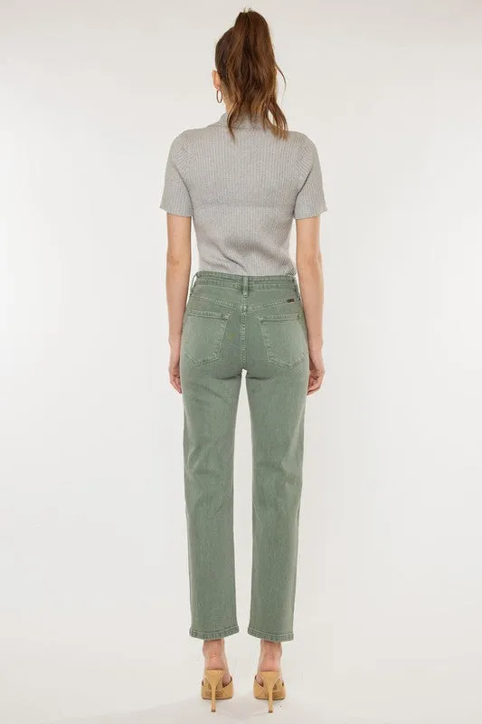 Ultra High Rise 90's Olive Straight Jeans