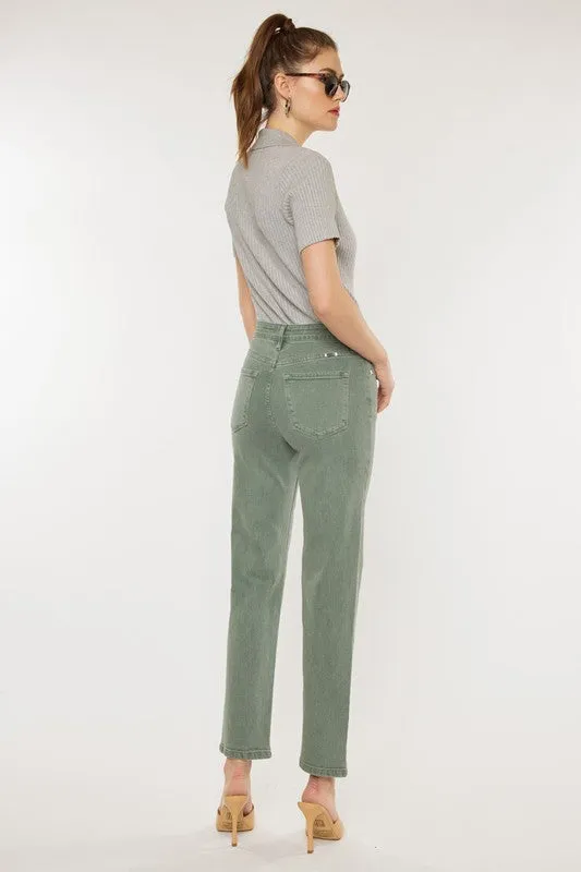 Ultra High Rise 90's Olive Straight Jeans