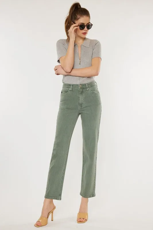 Ultra High Rise 90's Olive Straight Jeans
