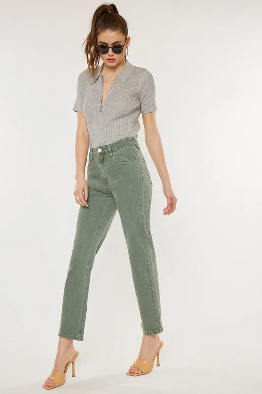 Ultra High Rise 90's Olive Straight Jeans