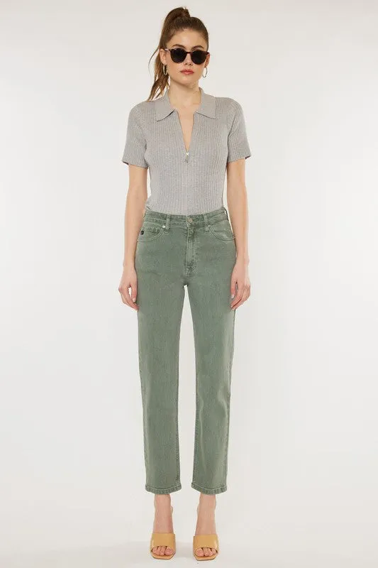 Ultra High Rise 90's Olive Straight Jeans