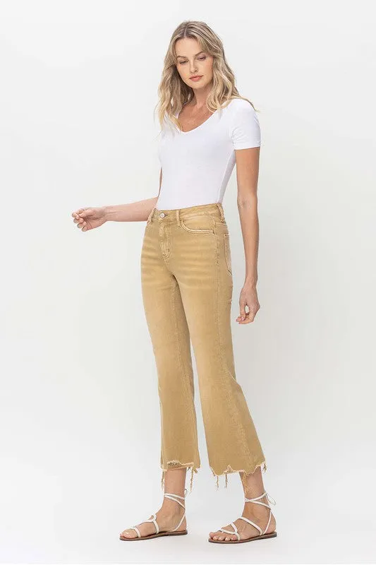 Vintage High Rise Raw Flare Hem Jeans